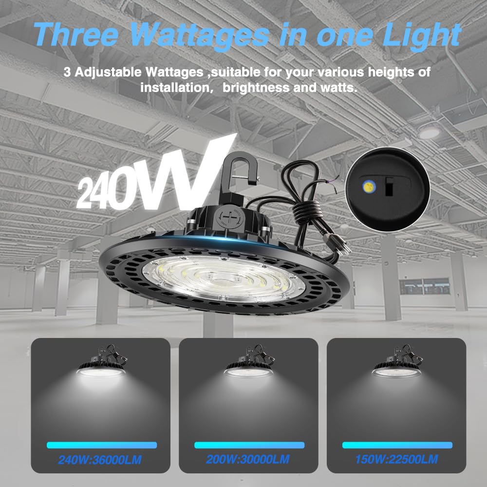 LED High Bay Light Super Bright Dimmable AC100 (240W-4PACK-Black)