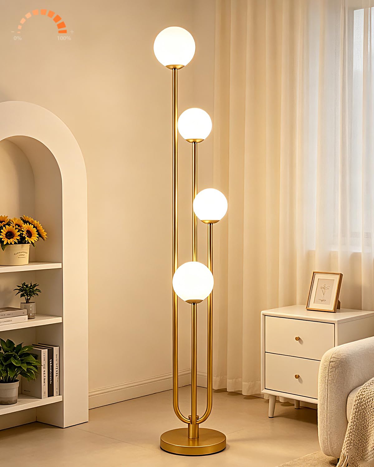 Gold 4 Globe Floor Lamp (Gold-4U)
