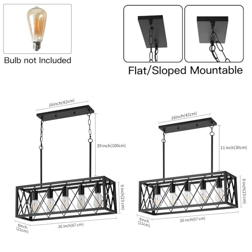 Black 5 Light Farmhouse Chandelier for Kitchen Island Lighting (Black / 5-Light)