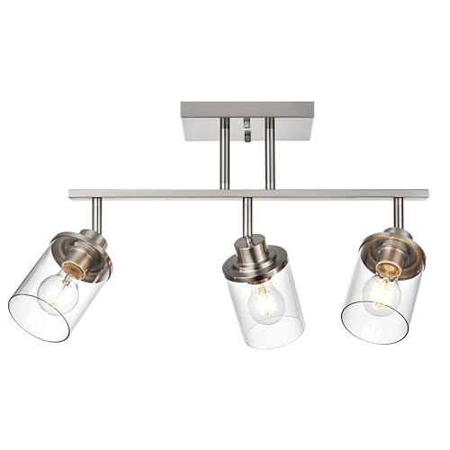 Track Lighting Fixtures 3 Light Directional Ceiling Lights with Adjustable Track Heads (Brushed Nickel / 3-Light)
