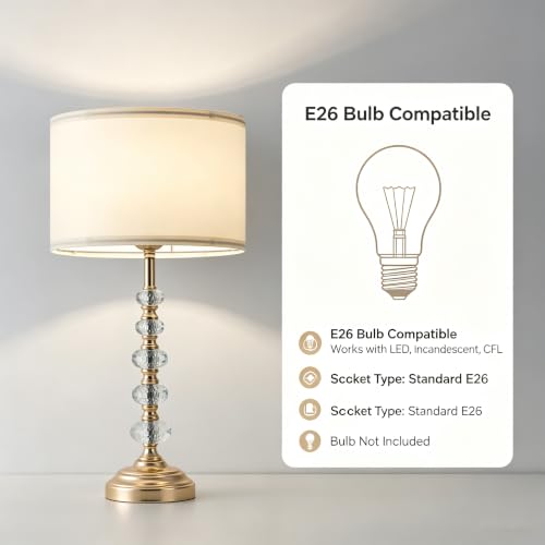 Crystal Table Lamp (Crystal bead column+White)
