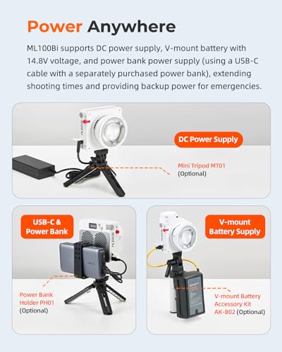 ML100Bi 120W LED Video Light with V