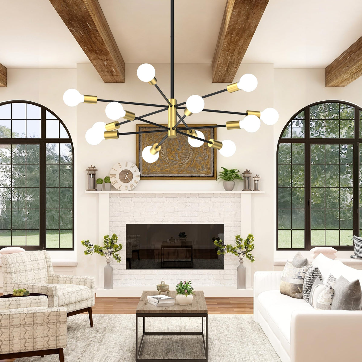Sputnik Chandelier 12 (Black and Gold / 12 Light)