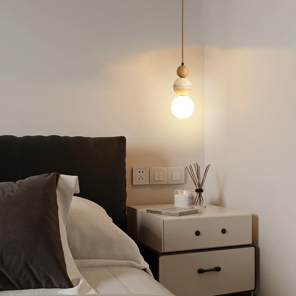 Modern Natural Stone Pendant Light (walnut color)
