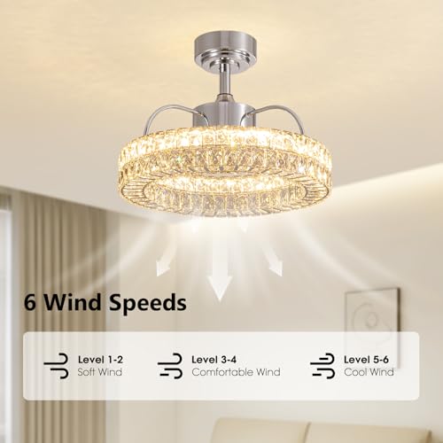 Crystal Ceiling Fans with Lights (Nickel - 21 Inch)