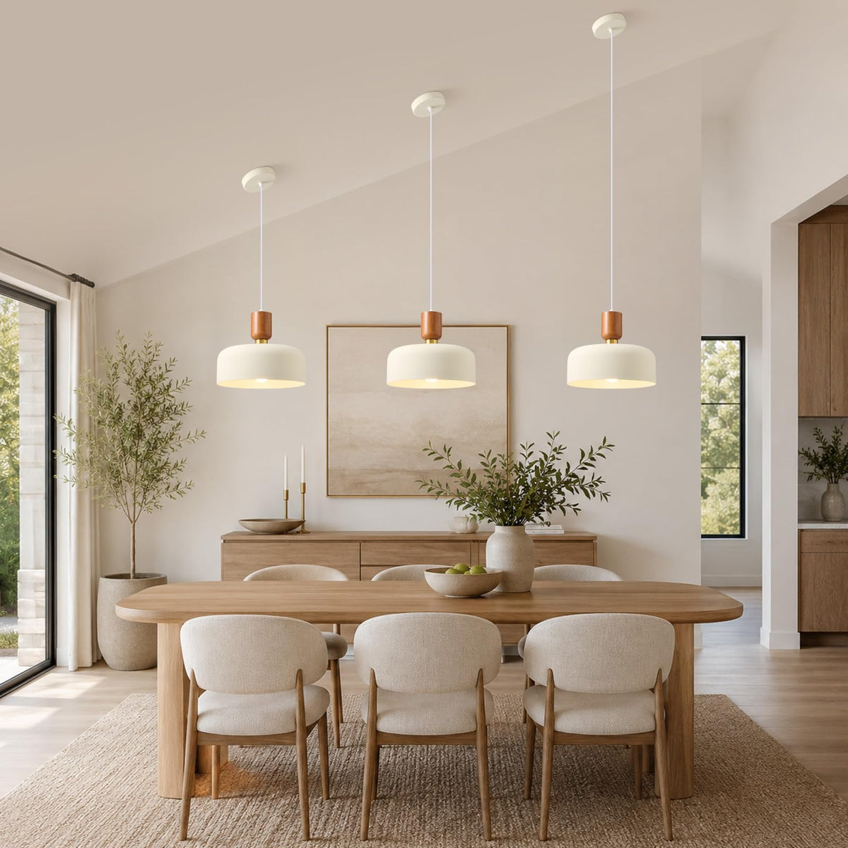 12" Mid Century Modern Pendant Lights (Cream / 12 inches)