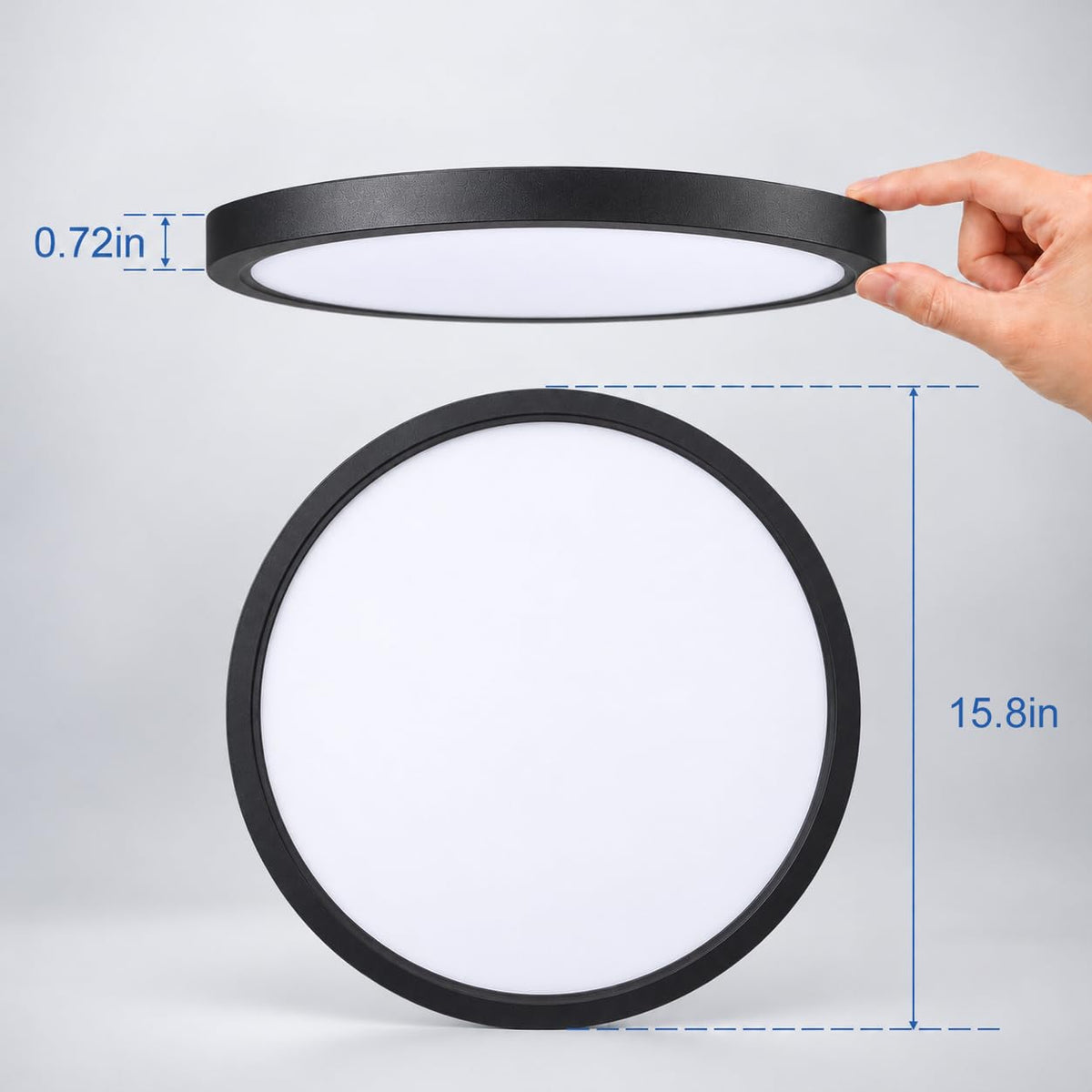15.8in Ultra Thin LED Flush Mount Ceiling Light (Black / 15.8 Inch)