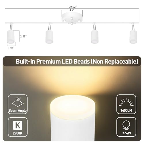 4 Light Track Lighting Fixtures Ceiling (4 light white)