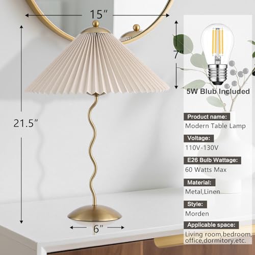 Pleated Table Lamp (Gold)