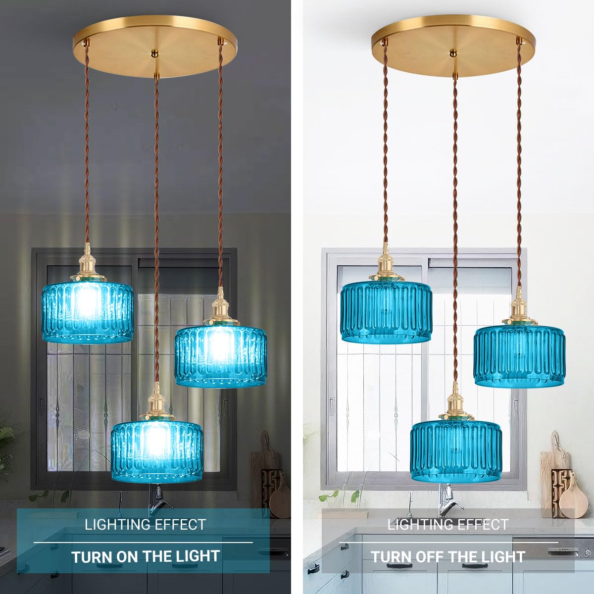 Mid Century 3 (Blue-Hardwired-3-Light-Cluster)