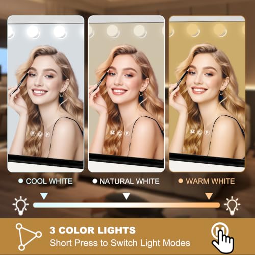 Vanity Mirror with Lights (Black / 19"L x 16"W)
