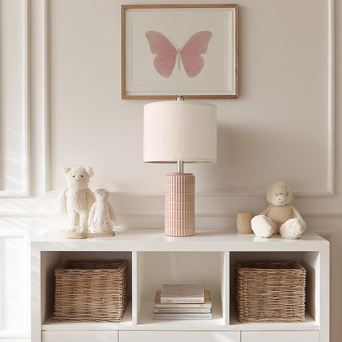 21'' Pink Ceramic Table Lamp with Gift Box (21'' Small - Light Pink with Gift Box)