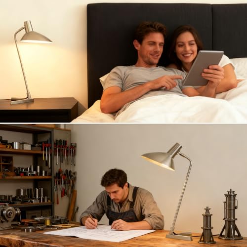 Industrial Desk Lamp Metal Modern Table Lamp 22" (Brushed Nickel)