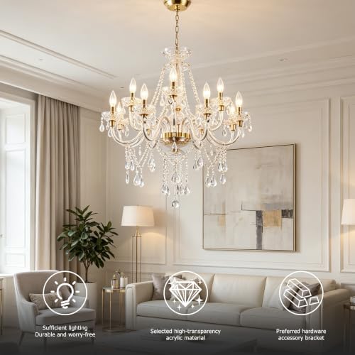 Acrylic Crystal Chandelier 27.5 * 27.5in 12 (Clear-12)