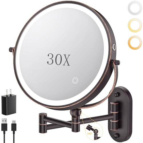 9" Wall Mounted Lighted Makeup Mirror