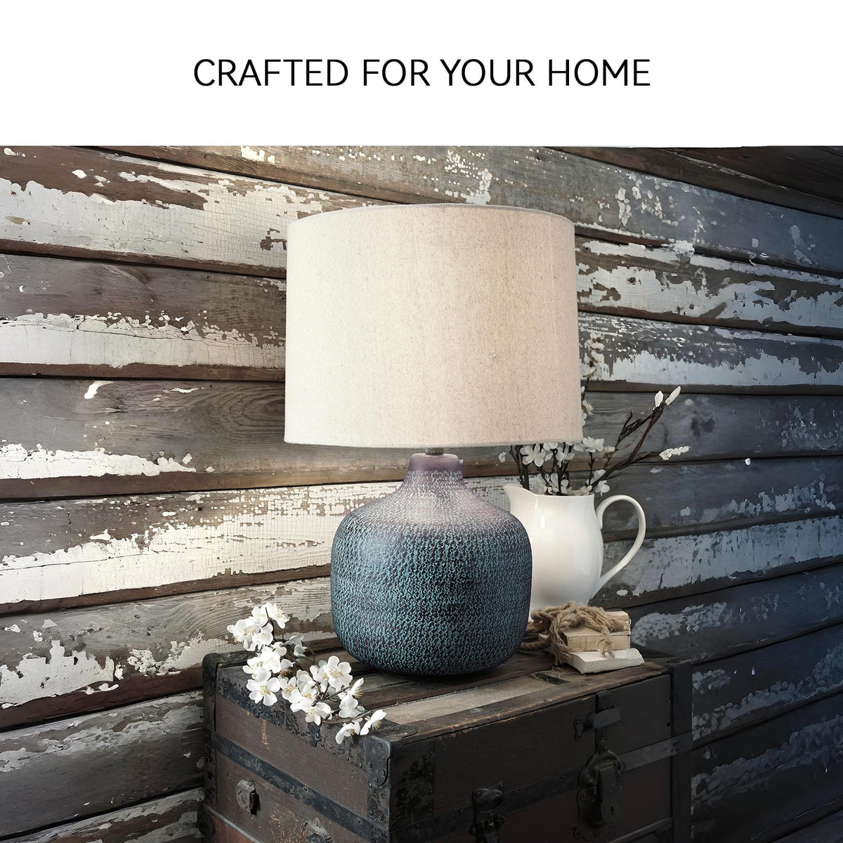 Malthace 24.5" Metal Accent Table Lamp (Beige, Copper, Blue & Bronze)