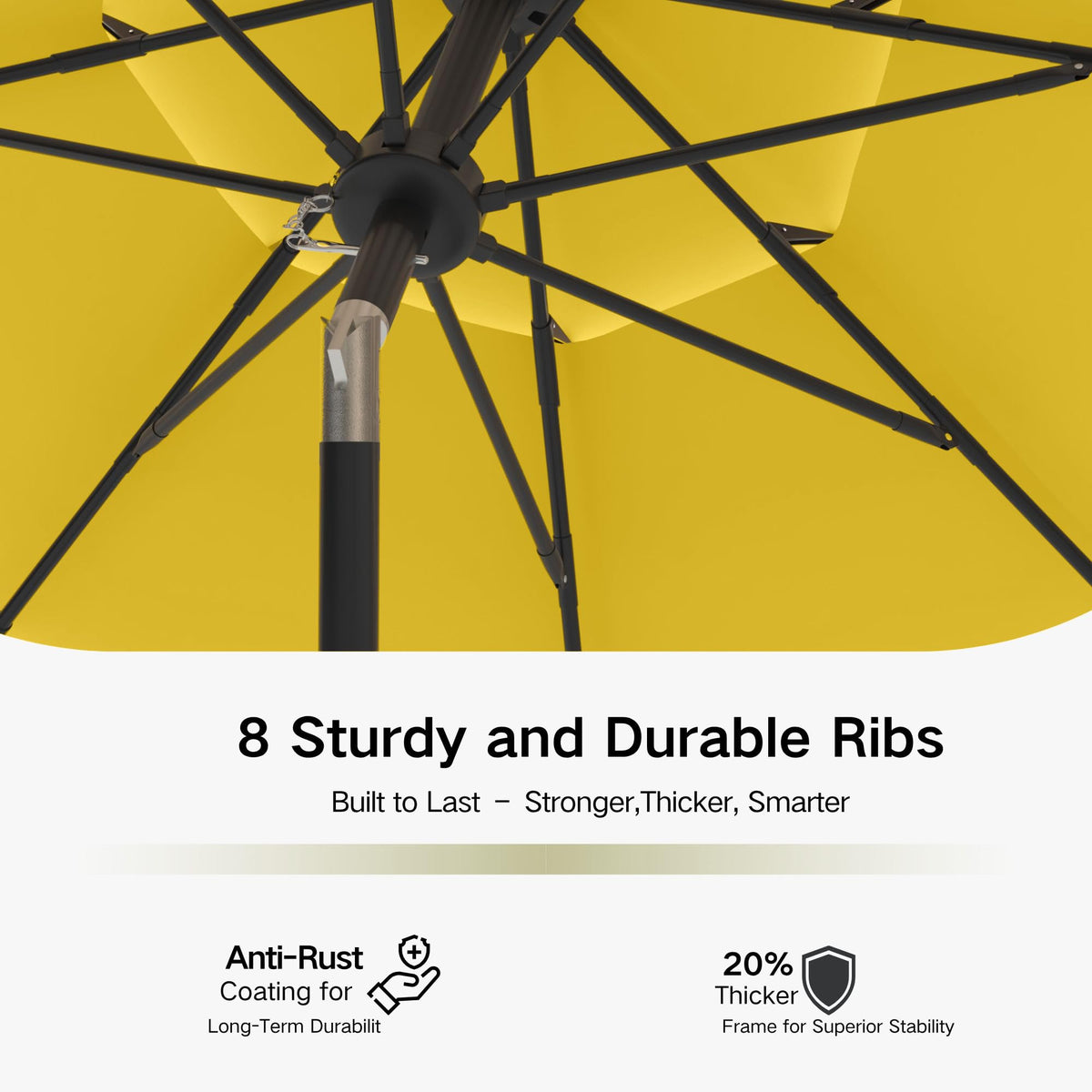 9ft 3 Tier Patio Umbrella (Yellow / 9 FT)
