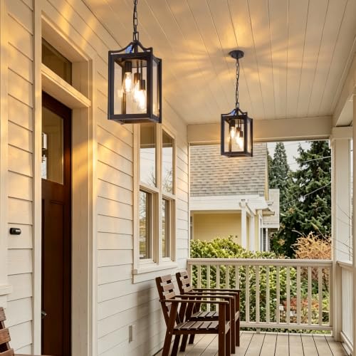 Outdoor Pendant Lights for Porch (Oil-Rubbed Bronze / Large-Clear Glass)