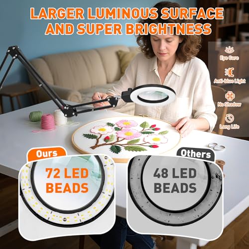 12X Magnifying Glass with Light and Stand (12X 35 INCH Clamp)