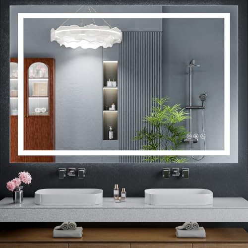 55"x40" LED Bathroom Mirror with Lights (Frontlit & Backlit / 55"L x 40"W)
