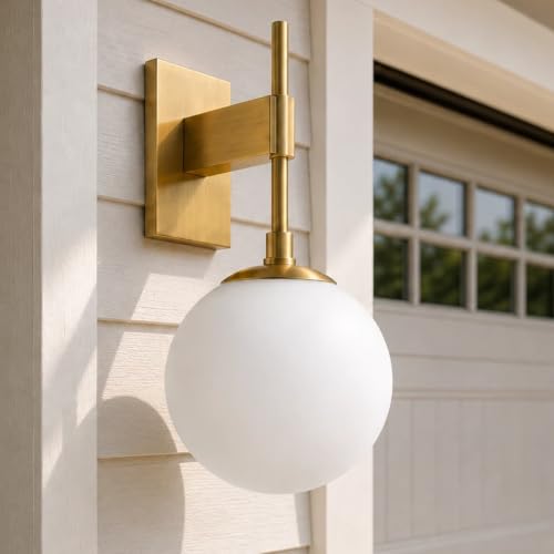 Large Globe Outdoor Wall Sconce (Brass)