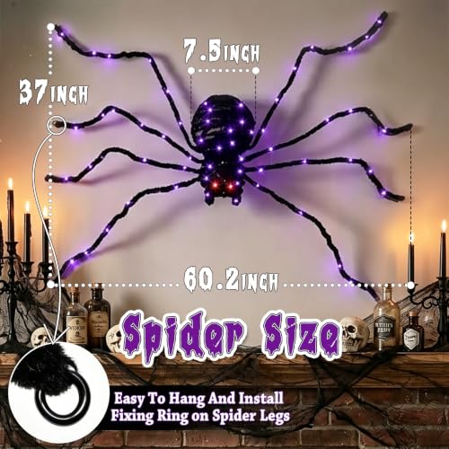 Halloween Decorations Outdoor Giant Spider Light Up Spider 5Ft