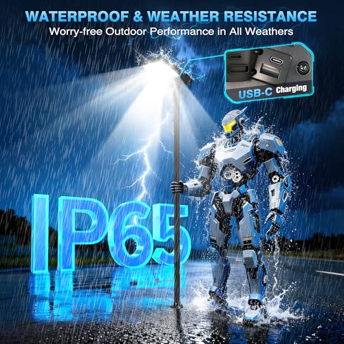 Solar Lamp Post Lights Outdoor with Pole & reomte