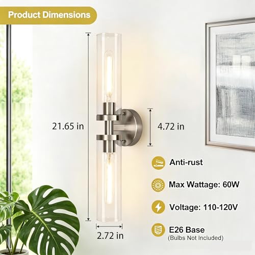 Brushed Nickel Wall Sconces Set of 2 (Brushed Nickel)