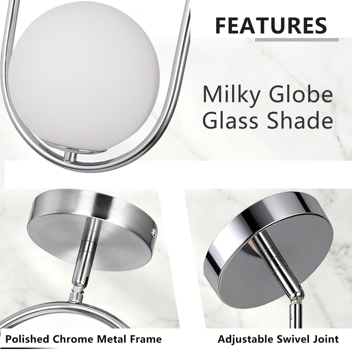 Chrome Pendant Lighting Fixture with Globe Glass Lampshade 2 (Chrome)