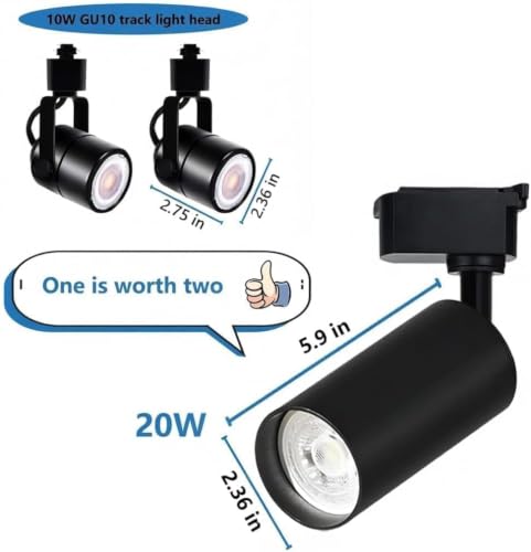 Plug in H Type LED Track Lighting Kits Dimmable Adjustable Angle Heads (Complete Kit)