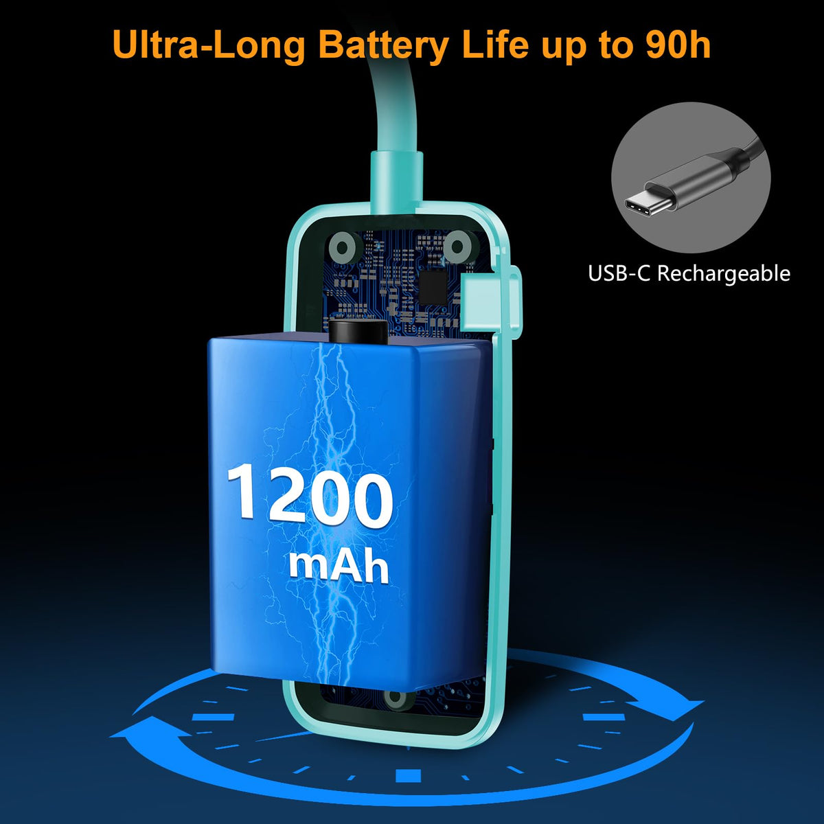 19 LED Rechargeable Book Light for Reading in Bed (Blue)