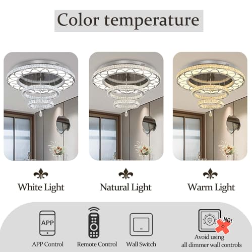 W40 Crystal Chandelier for Living Room Modern Flush Mount Chandelier Large Chandelier for Foyer Dining Room Hallway Dimmable 2700k 4500k 6000k (Silver / W:40inches)