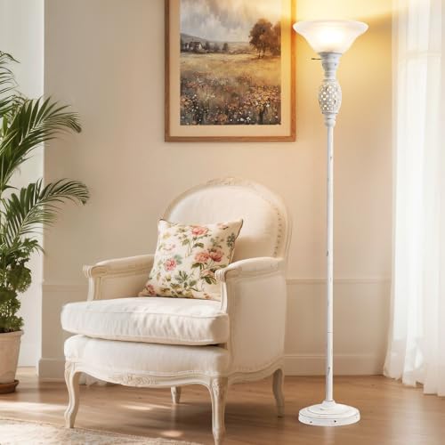 70" Floor Lamp for Living Room with Nightlight (White)
