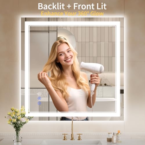 36"x36" LED Bathroom Mirror with Lights (36"L x 36"W)