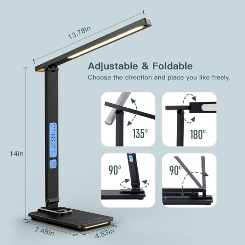 Desk Lamp with USB Charging Port (Black)