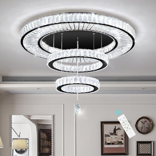 Modern Chandelier for Living Room Light Indoor LED Dimmable Lights Ceiling Chandeliers for Dining Room Bedroom Entryway Black 60W LEDs Fixtures 4800 Lumens (Black / W32")