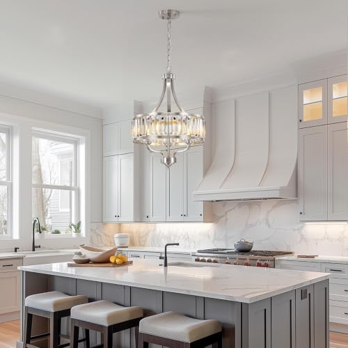 Brushed Nickel Crystal Chandelier (Brushed Nickel / 15.75''/3-Light)