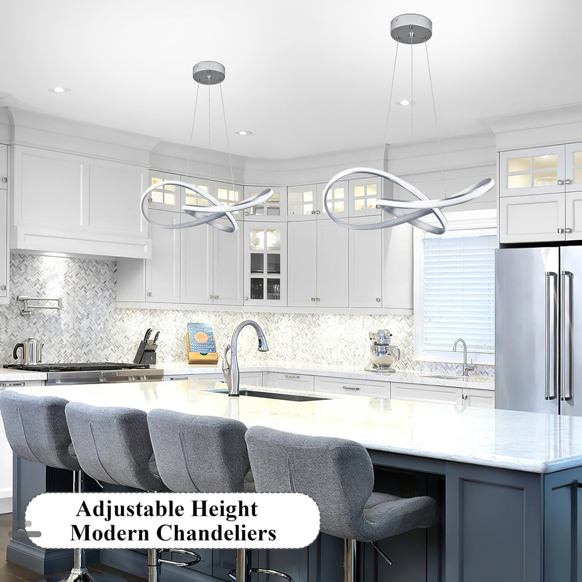 Modern LED Pendant Light Fixture Contemporary Ring Chandelier Nickel with 3000K (Nickel / 20 Inch)