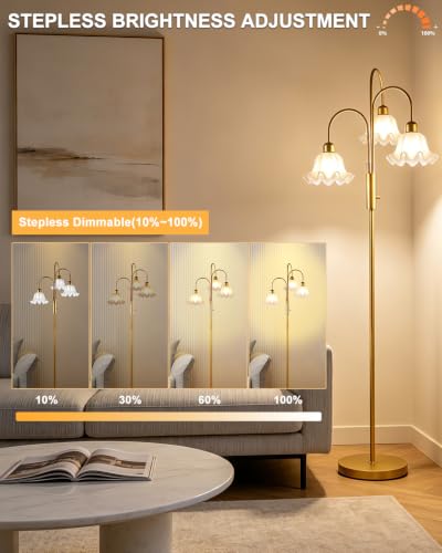 70IN Flower Floor Lamp for Living Room (3F-D_Gold)