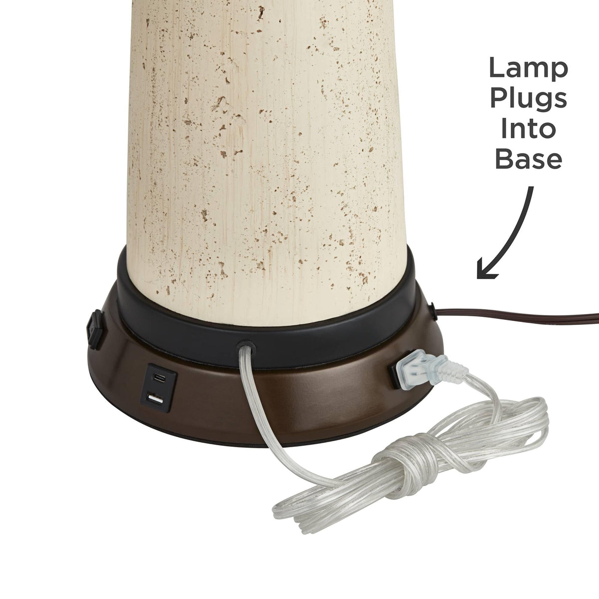 Buckhead 22" High Table Lamp Brown USB Workstation Base Warm Bronze Urn (Bronze with USB Workstation Base - Single)