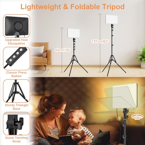 2 Pack LED Video Lighting Kit (2-Pack / 15W Studio Light)