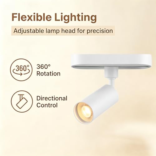 Mini Track Lighting Kit 3CCT 2PCS White Flexible Space Saving (White 3CCT / 2‑Light 0.6Ft Track Kit)