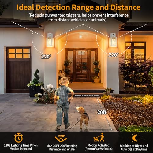 2 Pack Silver Motion Sensor Outdoor Light Fixtures Wall Mount (10.24'' / Silver)