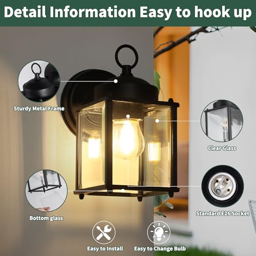 Outdoor Wall Light Fixtures Waterproof Porch Lights Anti (Basic Functions / 2 Pack)