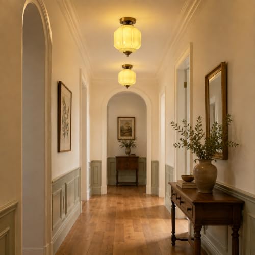 Glass Semi Flush Mount Ceiling Light Fixture