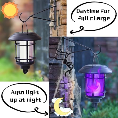Solar Purple Flame Wall Lanterns (Purple)