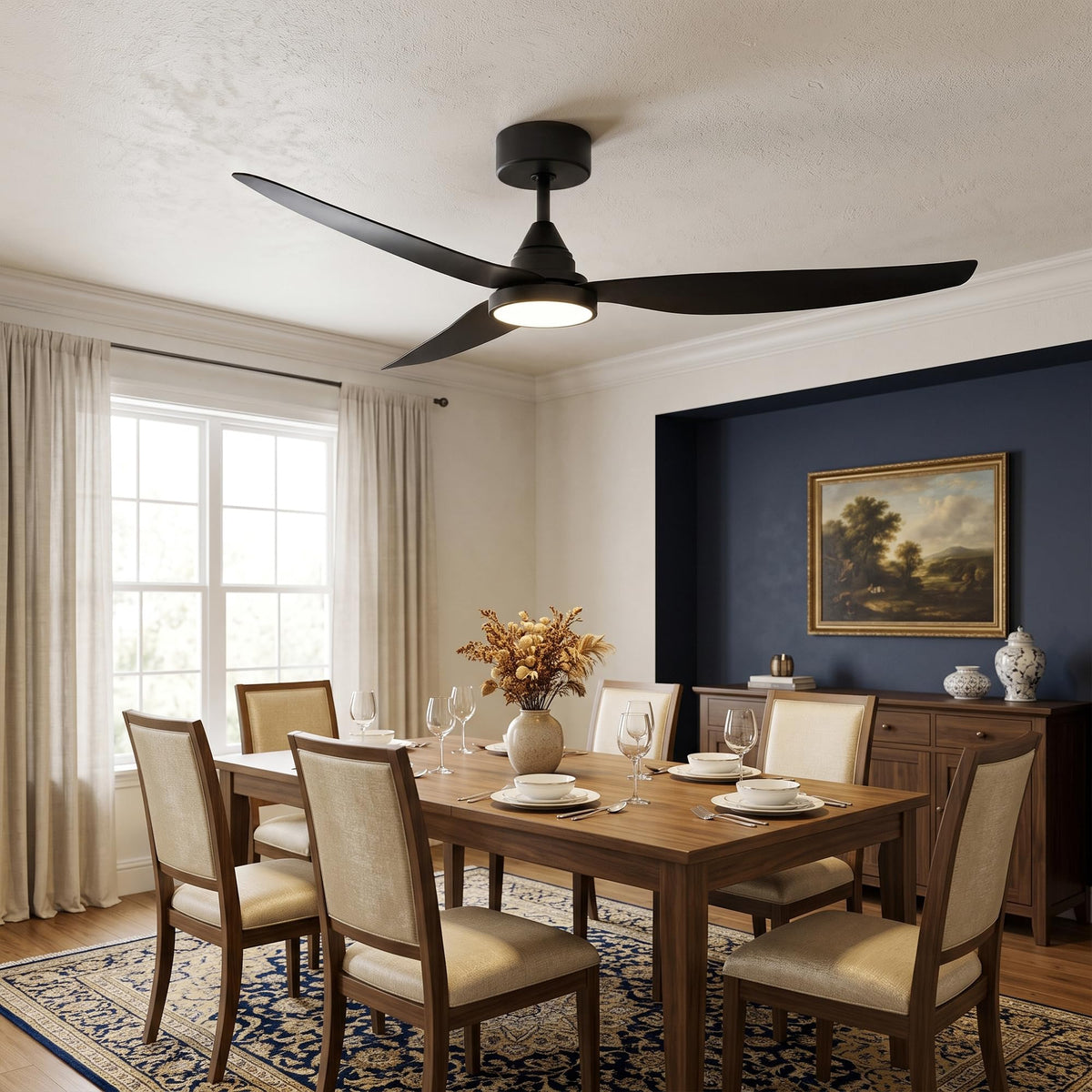 2 Pack 54 Inch Ceiling Fan with Lights (Black / 54 inch)