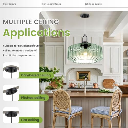 Vintage Light Green Pendant Light Industrial Adjustable Hanging Lamp (13-L-Green)