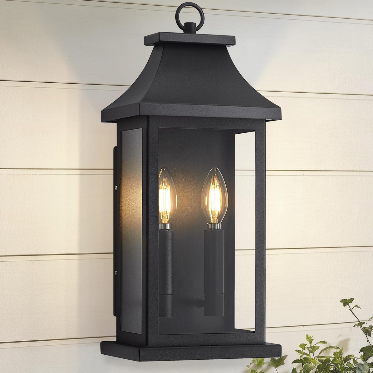 1 Pack Outdoor Wall Lights (Black - No Sensor / 17.5 inch - 1 pack)