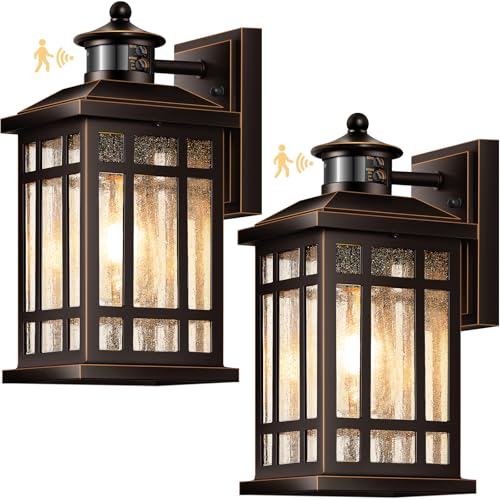 Adjustable Sensitivity Motion Sensor Outdoor Lights (ORB(Gold Trim) / Motion Sensor-2 Pack)